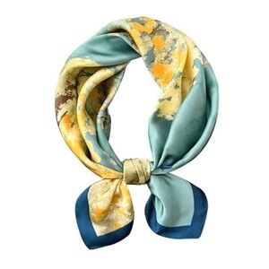 Roizsx Fashion Head Scarf Square Satin for Hair Beach Print Tree Green Oil Fall